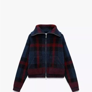 Plaid knit Jacket